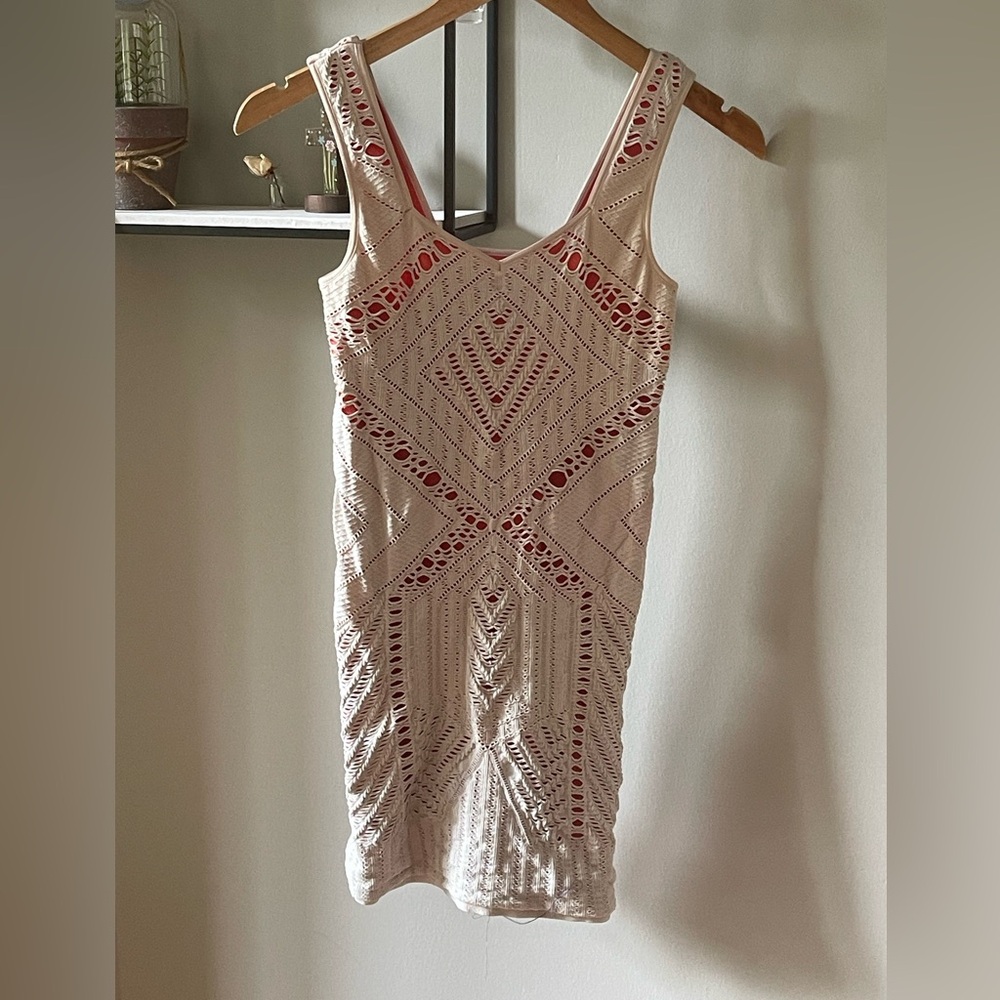 Free People Pink Bodycon Mini Dress Scoop Neck Sleeveless